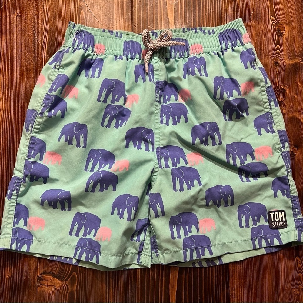 Tom & Teddy Elephant Swim Trunk Spearmint &‎ Blue